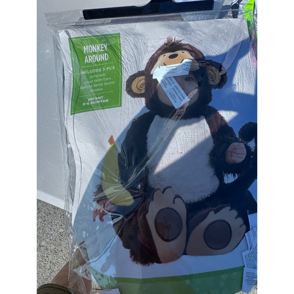 Monkey Around Infant Costume 5 Piece Set Brown Jumpsuit 0-6 Months 20120